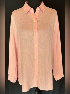 J.Jill Love Linen Pink Button Down Shirt Lightweight Relaxed Small